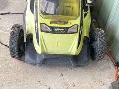 Ryobi Battery Powered lawn Mower with batteries and charger