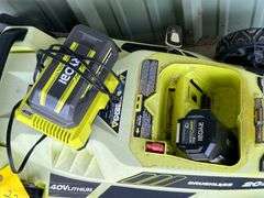 Ryobi Battery Powered lawn Mower with batteries and charger