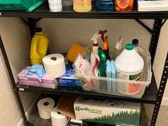 Shelf with Bathroom cleaning supplies