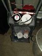 Wire Shelf with all contents: cookware, plastic bowls, etc,