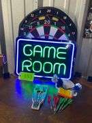 Game Room Sign (works)/(2) dart boards with darts