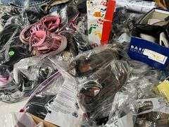 Large Lot:  ALL clothes/ALL shoes, (2) rolling clothes racks and table