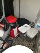 Wire Shelf with all contents: cookware, plastic bowls, etc,