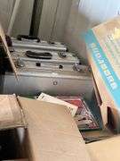 (2) pallets: Misc reel parts, metal storage cases with speakers and phone