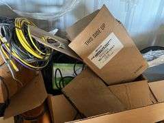 LARGE LOT of misc reel parts, surveillance equipment, large amounts of wire cables