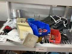 (2) Shelves with all contents:  Work light, retractable cord reels, misc parts