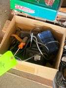 (2) pallets: Misc reel parts, metal storage cases with speakers and phone