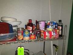 Wire Shelf with all contents: cookware, plastic bowls, etc,