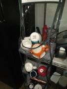 Wire Shelf with all contents: cookware, plastic bowls, etc,