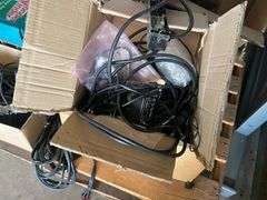 (2) pallets: Misc reel parts, metal storage cases with speakers and phone