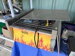 (2) Plastic shelves/table, misc