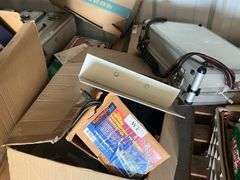 (2) pallets: Misc reel parts, metal storage cases with speakers and phone