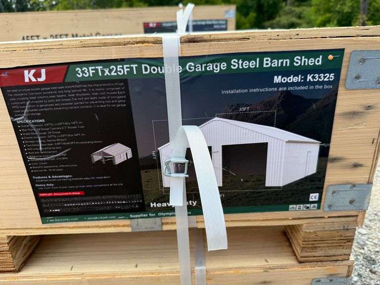 2025 KJ Unused K3325 33ftx25ft Double Garage Steel Barn Shed image