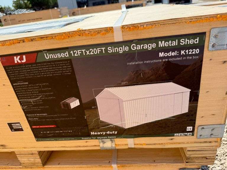 2025 KJ Unused K1220 12ftx20ft Single Garage Metal Shed image