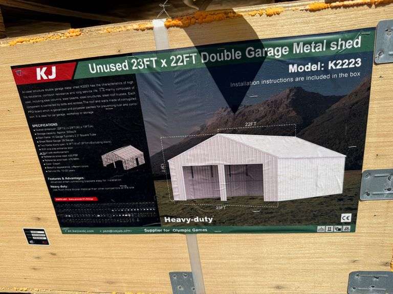 2025 KJ Unused K2223 23ftx22ft Double Garage Metal Shed image
