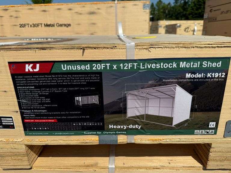 2025 KJ Unused K1912 20ftx12ft Livestock Metal Shed image