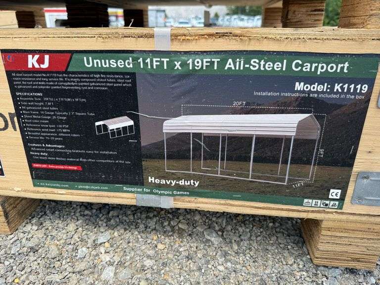 2025 KJ Unused K1119 11ftx19ft All-Steel Carport image