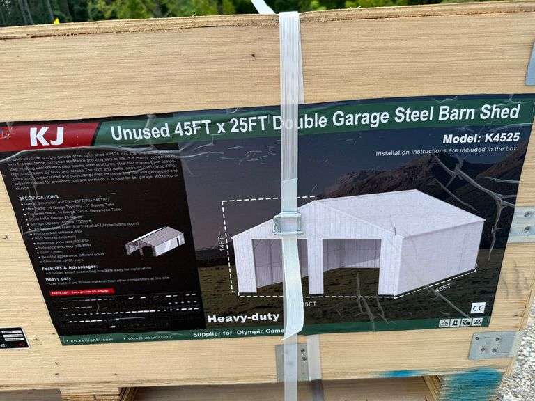2025 KJ Unused K4525 45ft x 25ft Double Garage Steel Barn Shed image