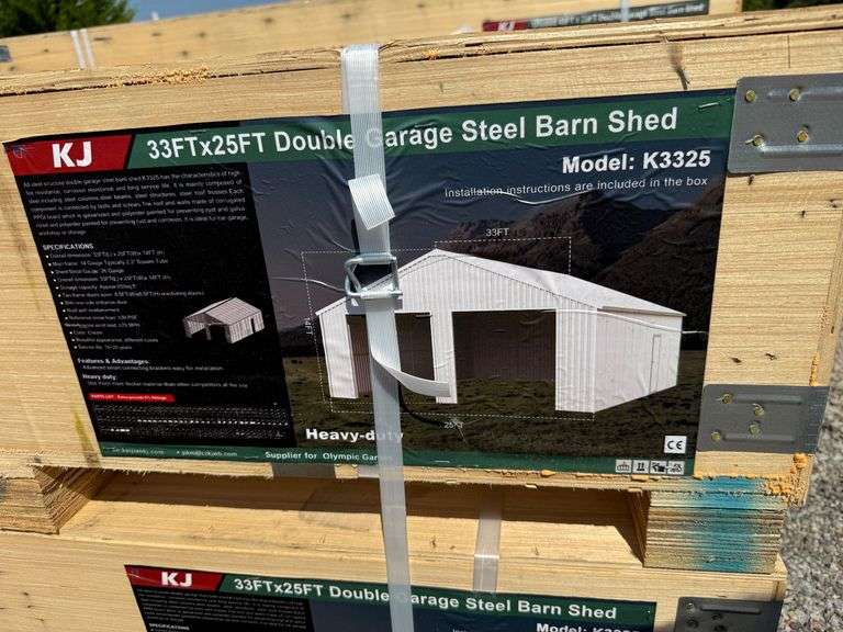 2025 KJ Unused K3325 33ftx25ft Double Garage Steel Barn Shed image