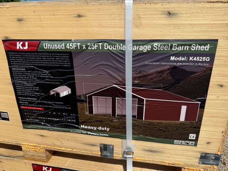 2025 KJ Unused K4525G 45ft x 25ft Double Garage Steel Barn Shed image