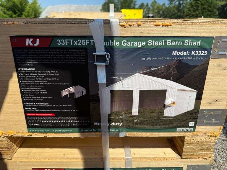 2025 KJ Unused K3325 33ftx25ft Double Garage Steel Barn Shed image