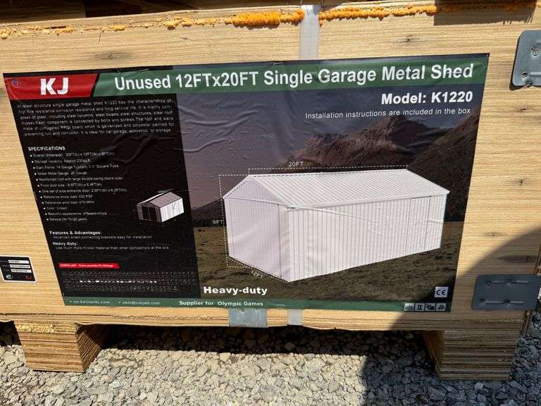 2025 KJ Unused K1220 12ftx20ft Single Garage Metal Shed image