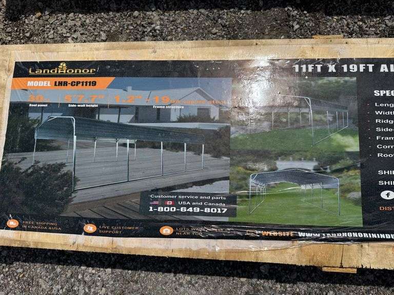 2025 Landhonor Unused LHR-CP1119 11ftx19ft All-Steel Carport with 10ft Open Sidewalls image