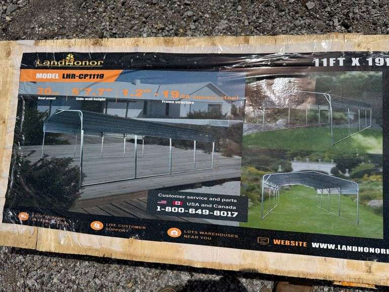 2025 Landhonor Unused LHR-CP1119 11ftx19ft All-Steel Carport with 10ft Open Sidewalls image