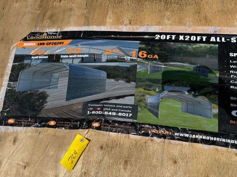 2025 Landhonor Unused LHR-CP2020F 20ftx20ft All-Steel Carport with 10ft Enclosed Sidewalls image