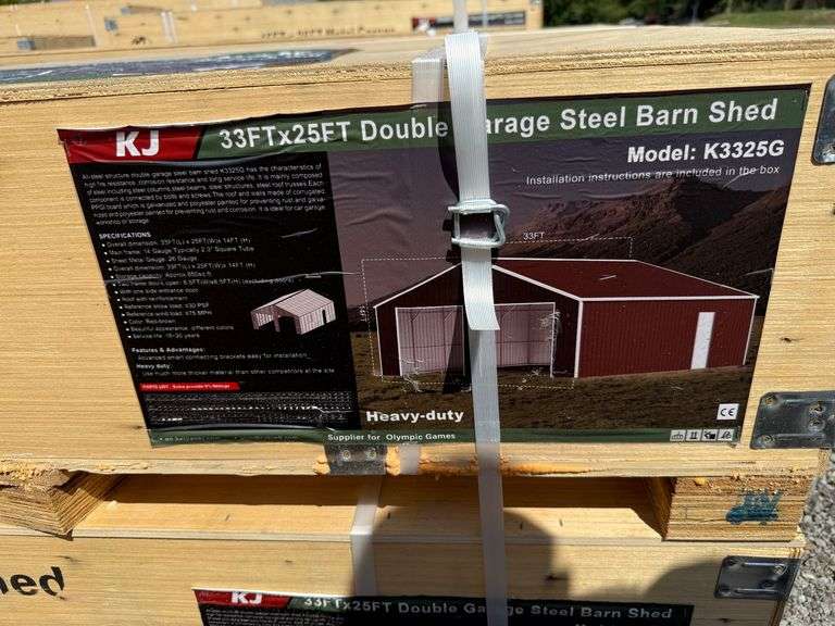2025 KJ Unused K3325G 33ftx25ft Double Garage Steel Barn Shed image