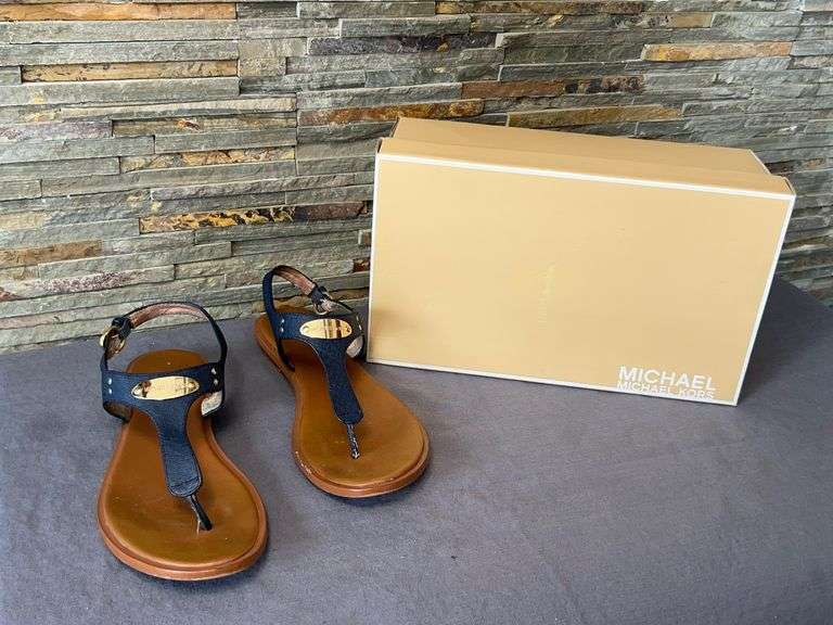 Michael Kors Leather Plate Sandals with Box image