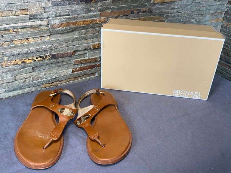 Michael Kors Leather Plate Sandals with Box image