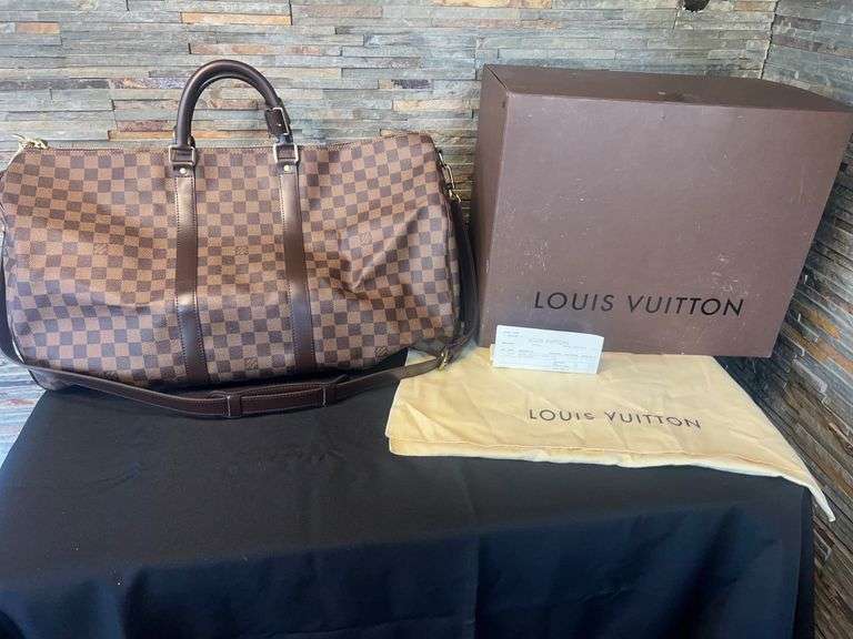 Louis Vuitton Keepall Bandouliere 55 Damier Ebene Boston Bag N41414  - with Dust Bag and Box image