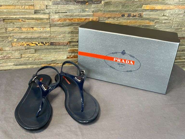 Prada Triangle Logo Sandals with Dust Bag and Box image