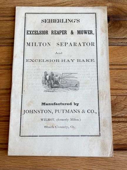 1868 Johnston, Putman & Co. Seiberling’ s Sales Literature