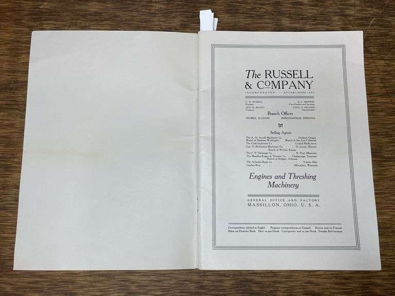 1916 Russell & Co. Yearbook of Threshing Machinery Catalog