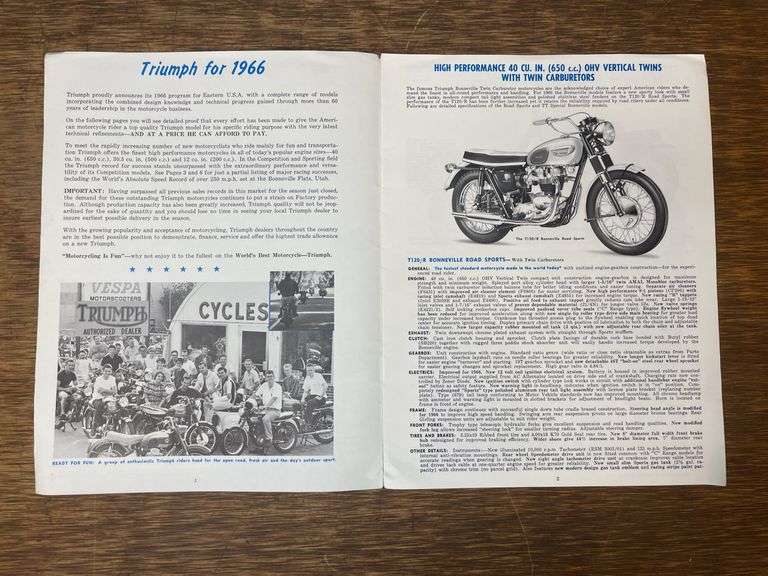 1966 Triumph Motorcycle Sales Literature