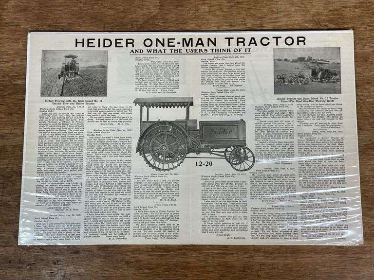 (2) Rock Island Plow Co. Heider Tractor Literature