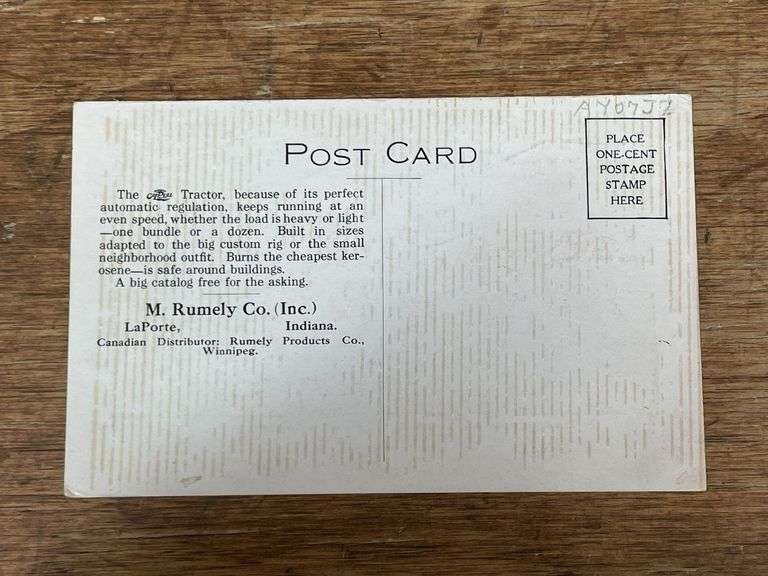(2) Rumely Oil Pull Tractor Postcards