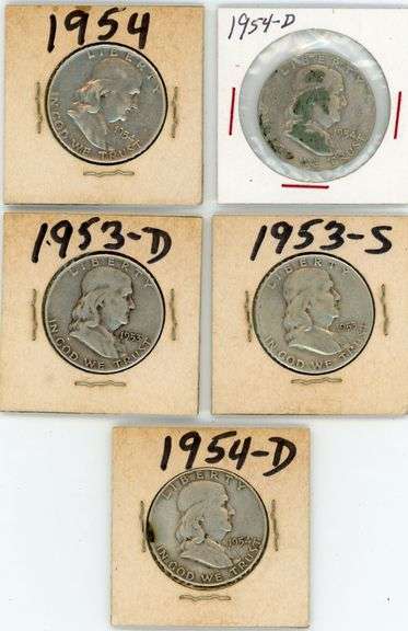 (5) Franklin Half Dollars