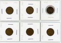 (6) 1909 Lincoln Cents - V.D.B.