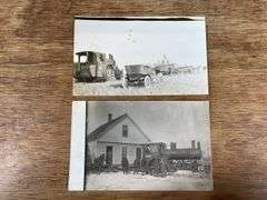 (2) Avery Under Mount Steam Engine Photo Postcards