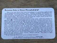 H.W. Leavitt Motor Plow Trade Card