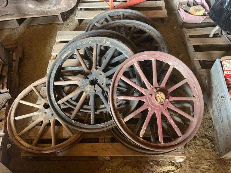 Pallet Of Wood Spoked Wheels image