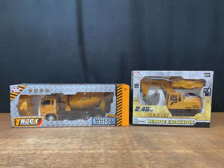 (2) Excavator + Cement Mixer RC Trucks NIB image