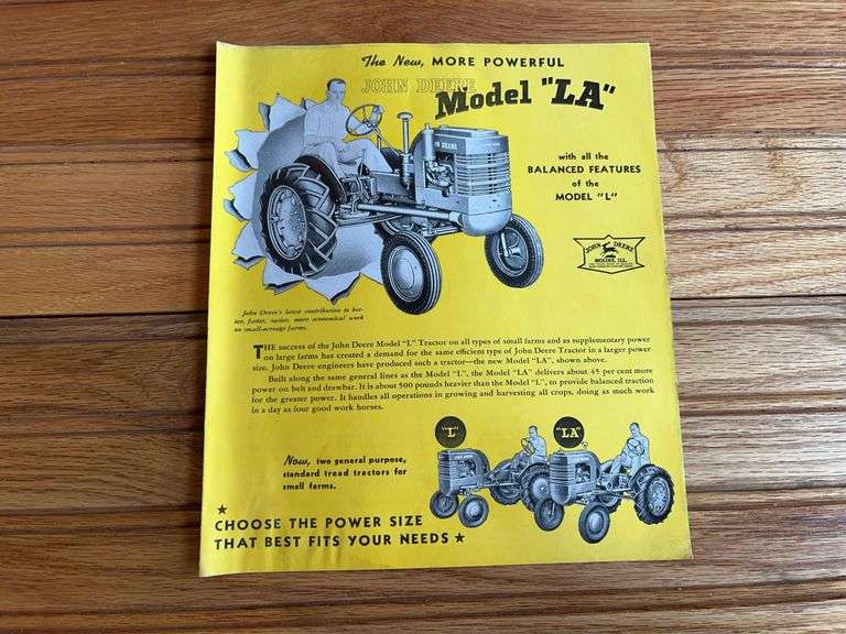1940 John Deere LA Tractor Sales Literature image