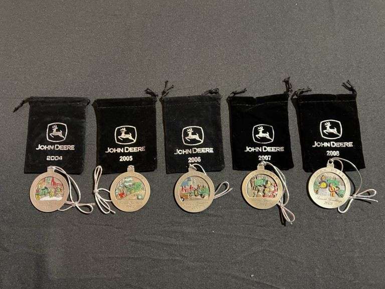 (5) John Deere Pewter Christmas Ornaments image