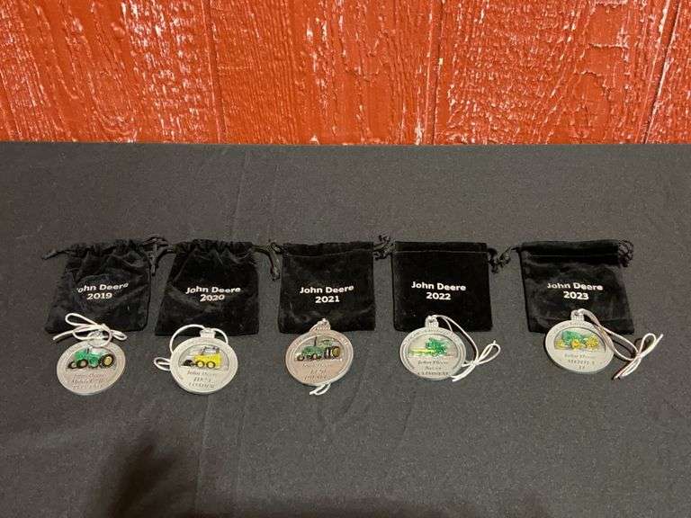 (5) John Deere Pewter Christmas Ornaments image