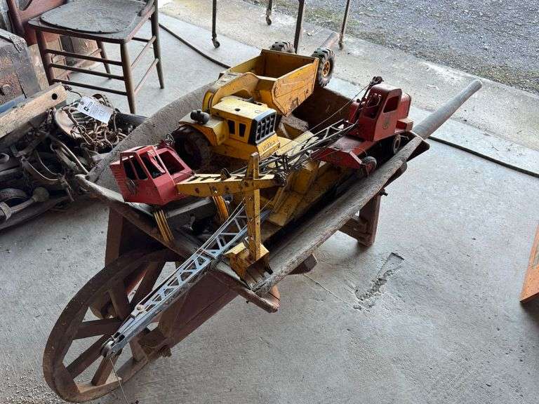 Wooden Wheelbarrow with Toys image
