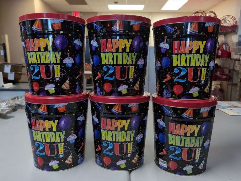 (6) NEW "Happy Birthday 2U" Tins 12" x 10" image